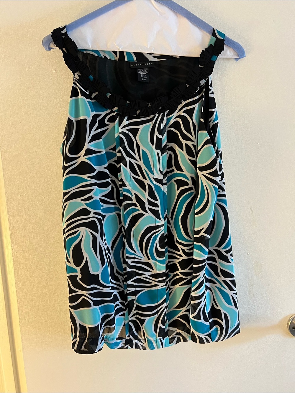 Apostrophe Black & Teal Abstract-Print Sleeveless Blouse